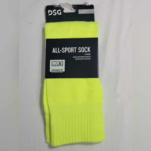 Dick's Sporting Goods All-Sport Sock Size Large 8-13 Neon Green - Picture 3 of 7